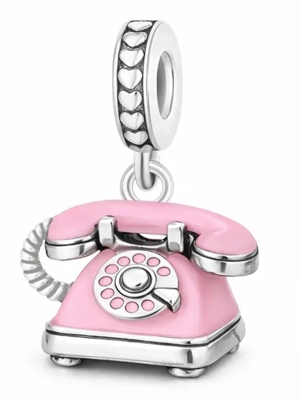Pink Retro Telephone Charm Pendant